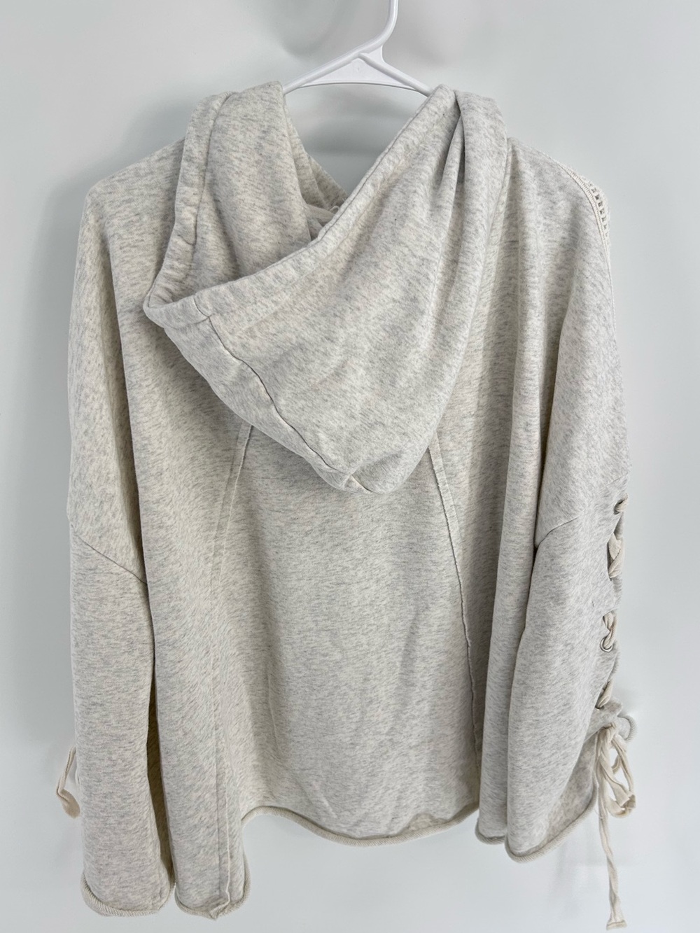 POL Urban Boho Lace-Up Hoodie - Oatmeal S - Picture 2 of 6